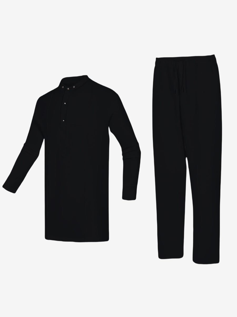 Plus Size Weißes Langarm Herren Set