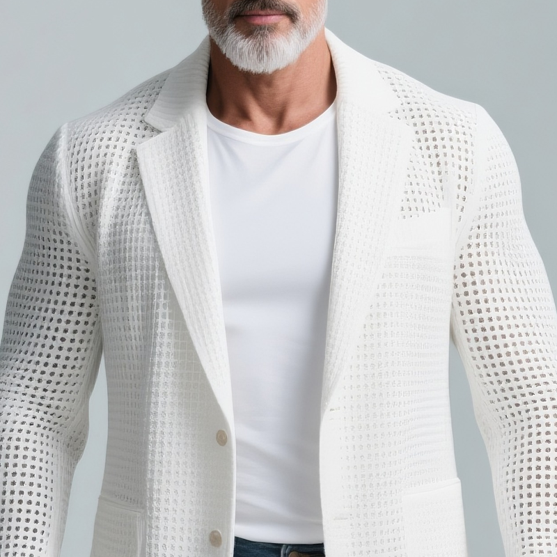 Herren Solid Knit Notch Lapel Zwei Knöpfe Freizeit Blazer