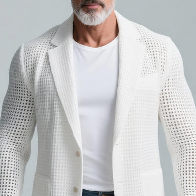 Herren Solid Knit Notch Lapel Zwei Knöpfe Freizeit Blazer