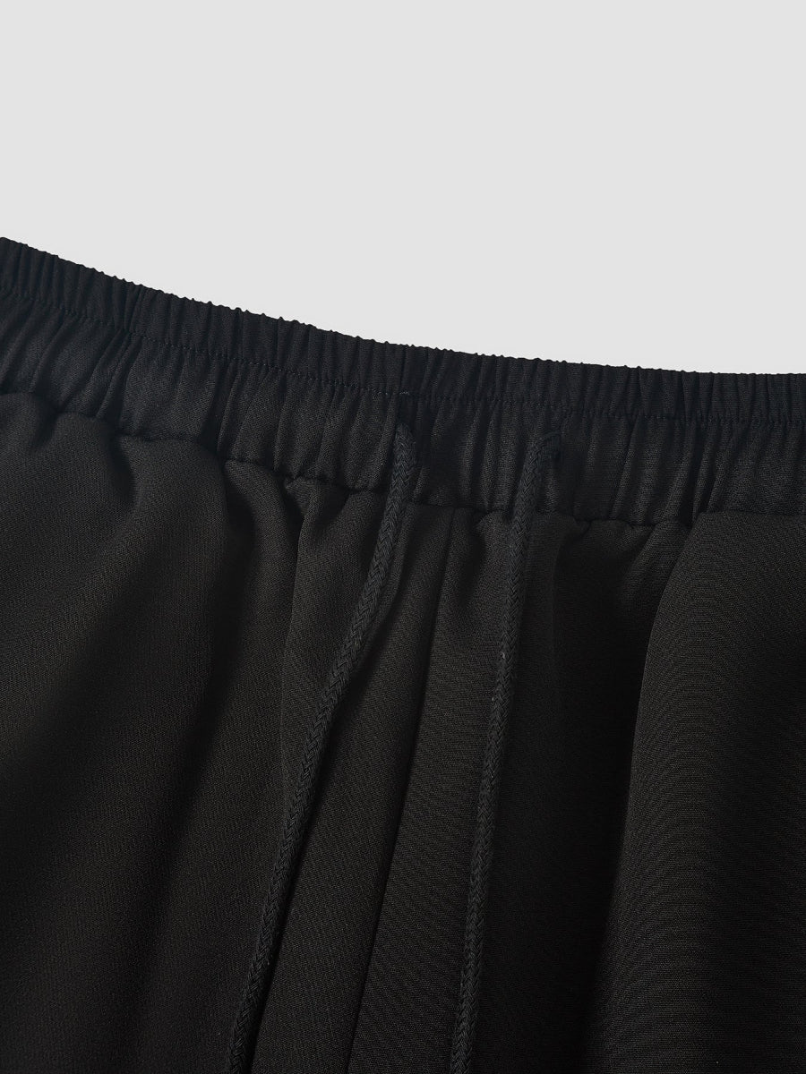 Plus-Size Digital Bedrucktes Schwarzes Langarm Herren Set