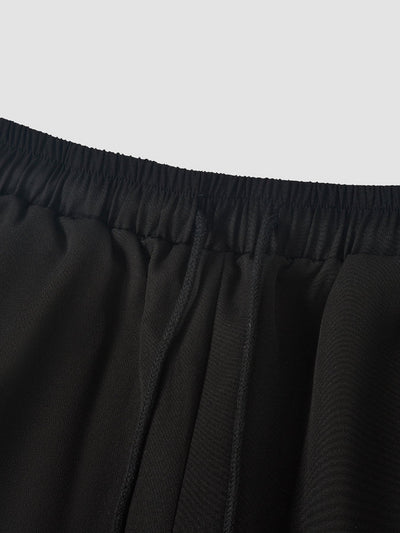 Plus-Size Digital Bedrucktes Schwarzes Langarm Herren Set