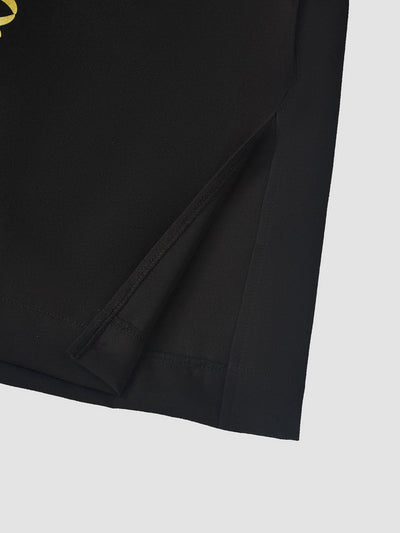 Plus-Size Digital Bedrucktes Schwarzes Langarm Herren Set