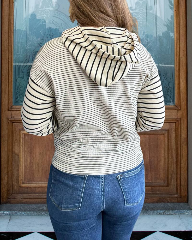 Gestreifter Waffel-Paneel-Hoodie