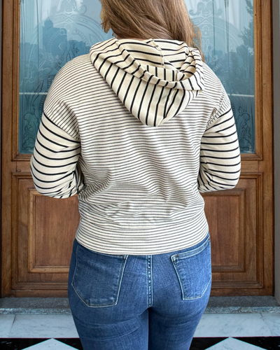 Gestreifter Waffel-Paneel-Hoodie