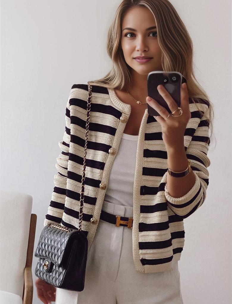MYLAH | Eleganter gestreifter Cardigan
