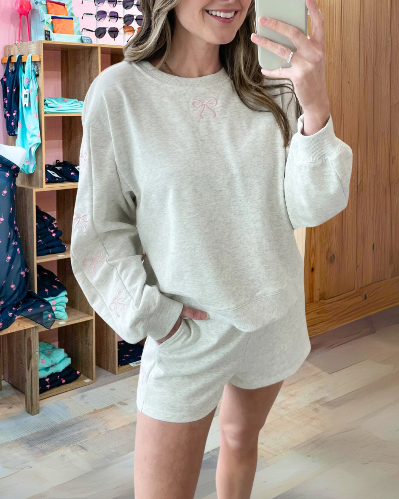 Schleifen besticktes Shorts-Set