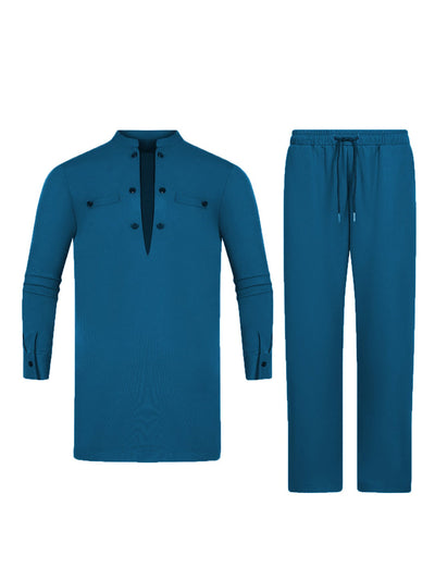 Plus Size Formelles Farbblock-Männer-Set