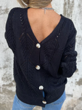 Blatt Strick Wendebutton Pullover