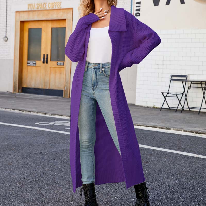 Lässiger einfarbiger langer Cardigan