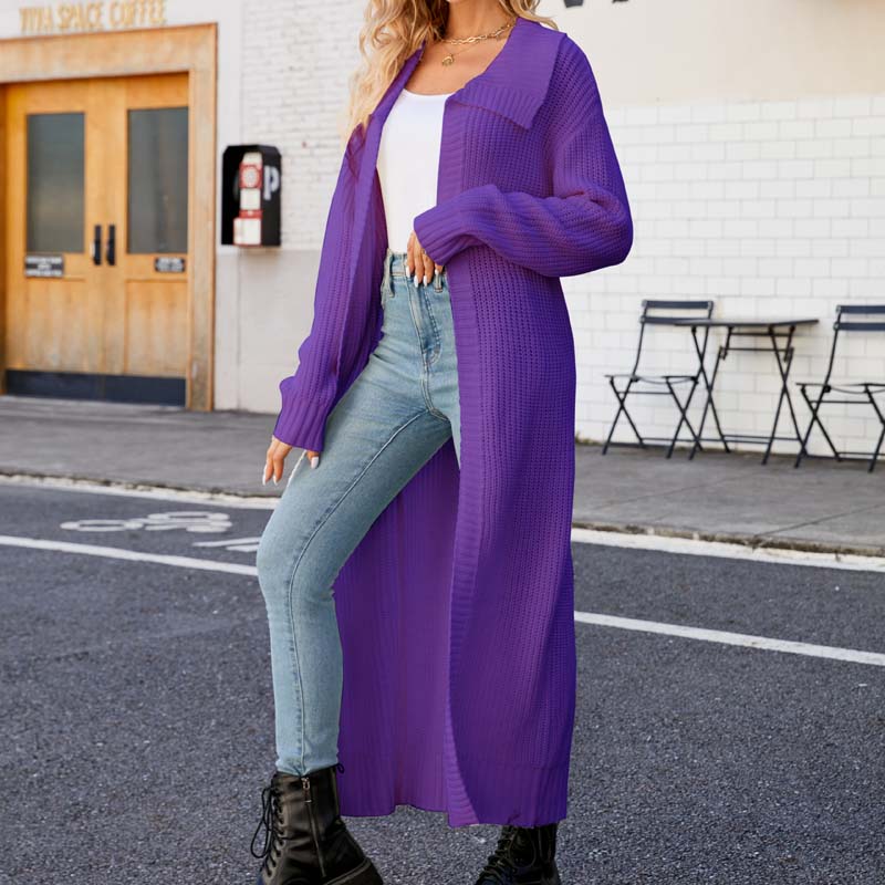 Lässiger einfarbiger langer Cardigan