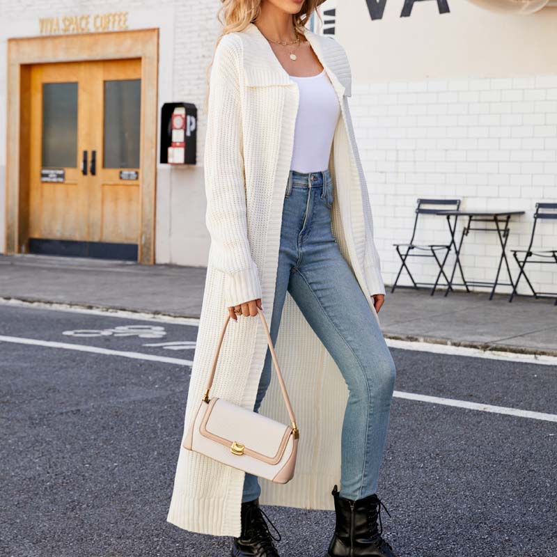 Lässiger einfarbiger langer Cardigan