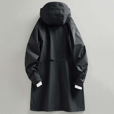 Retro Mid-Length Kapuzen Freizeit Windbreaker Jacke