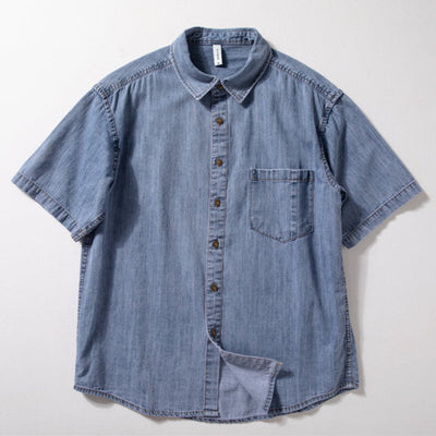 Denim Locker Dünn Retro Arbeitshemd T-Shirt