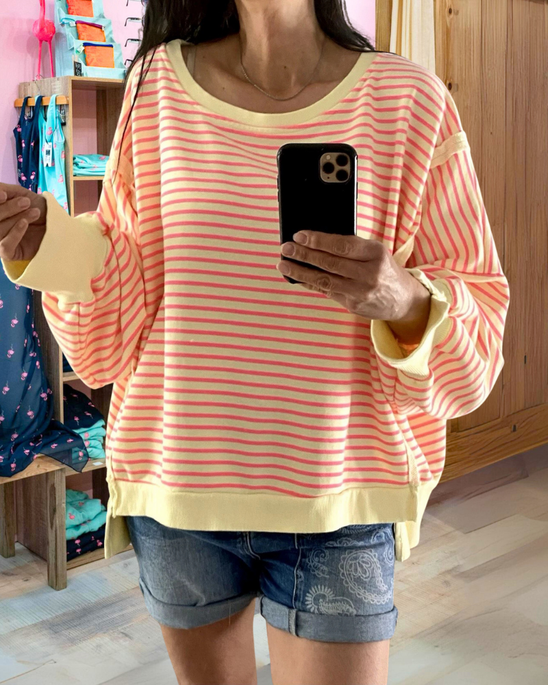 Gestreiftes Rundhals-Sweatshirt