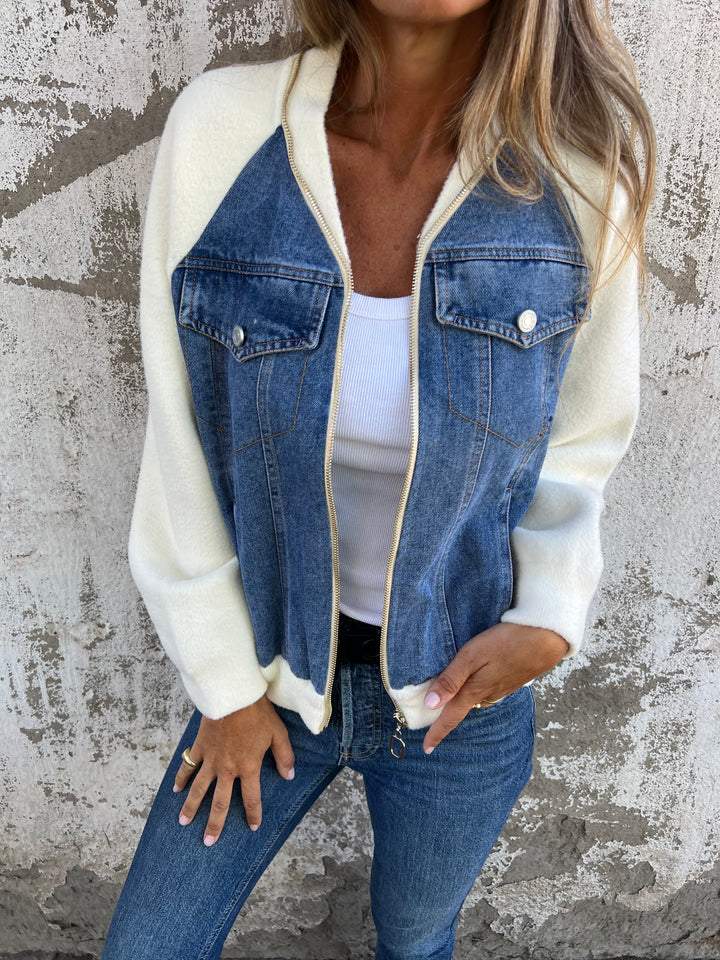 ISA | CASUAL JACKET WITH ZIP FASTENING AND V-NECK