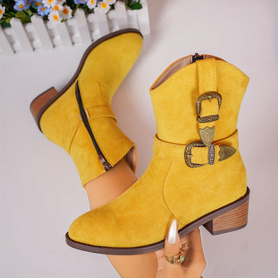 Solène | Damen Winter Cowgirl Stiefel mit warmer Fütterung und Absatz