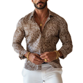 Herren Vintage Druck Revers Langarmshirt
