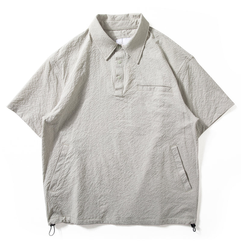 Texturiertes Polohemd im japanischen Stil mit Revers