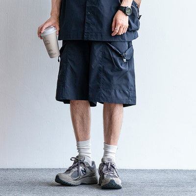 Japanische funktionale große Taschenhemd lässige lockere Overalls Zweiteiliges Set