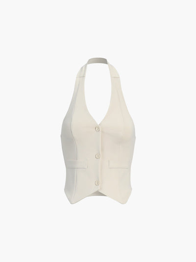 Elara Button-Up Halter-Weste & Rock-Set