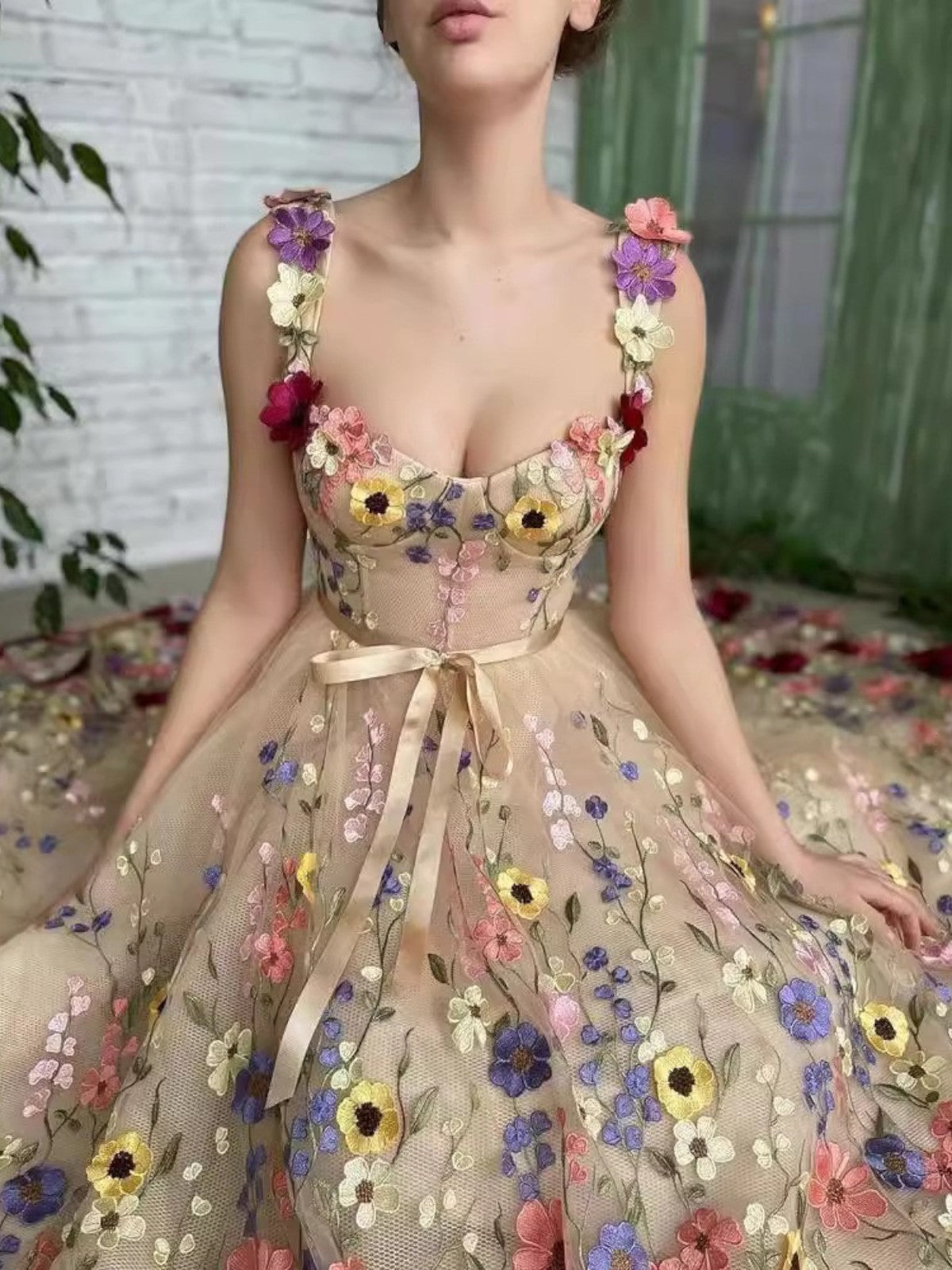 Kaia Sommer Maxikleid mit abstraktem Blumenmuster