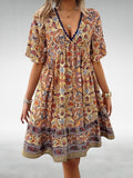 Saylor - Bohemian Paisley Print V-Ausschnitt Sommerkleid