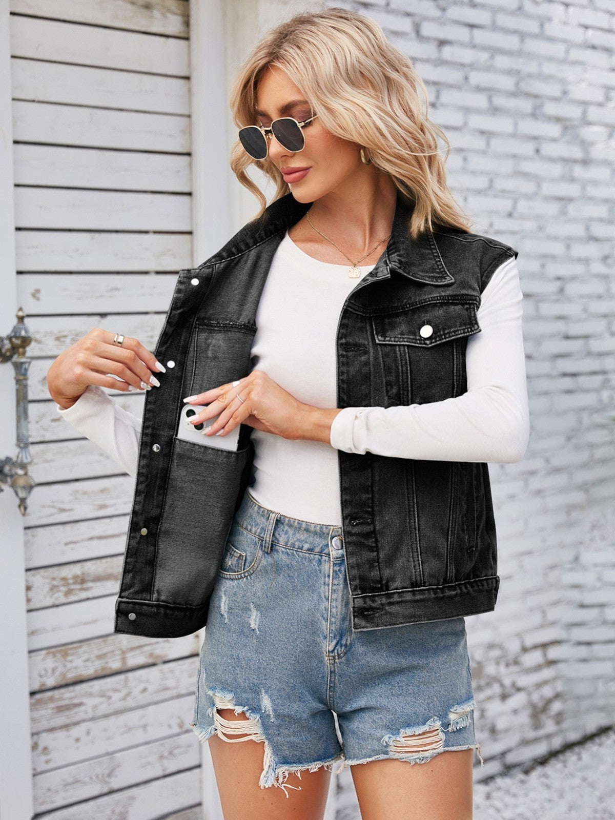 Victoria Klassisches Denim Vest Top