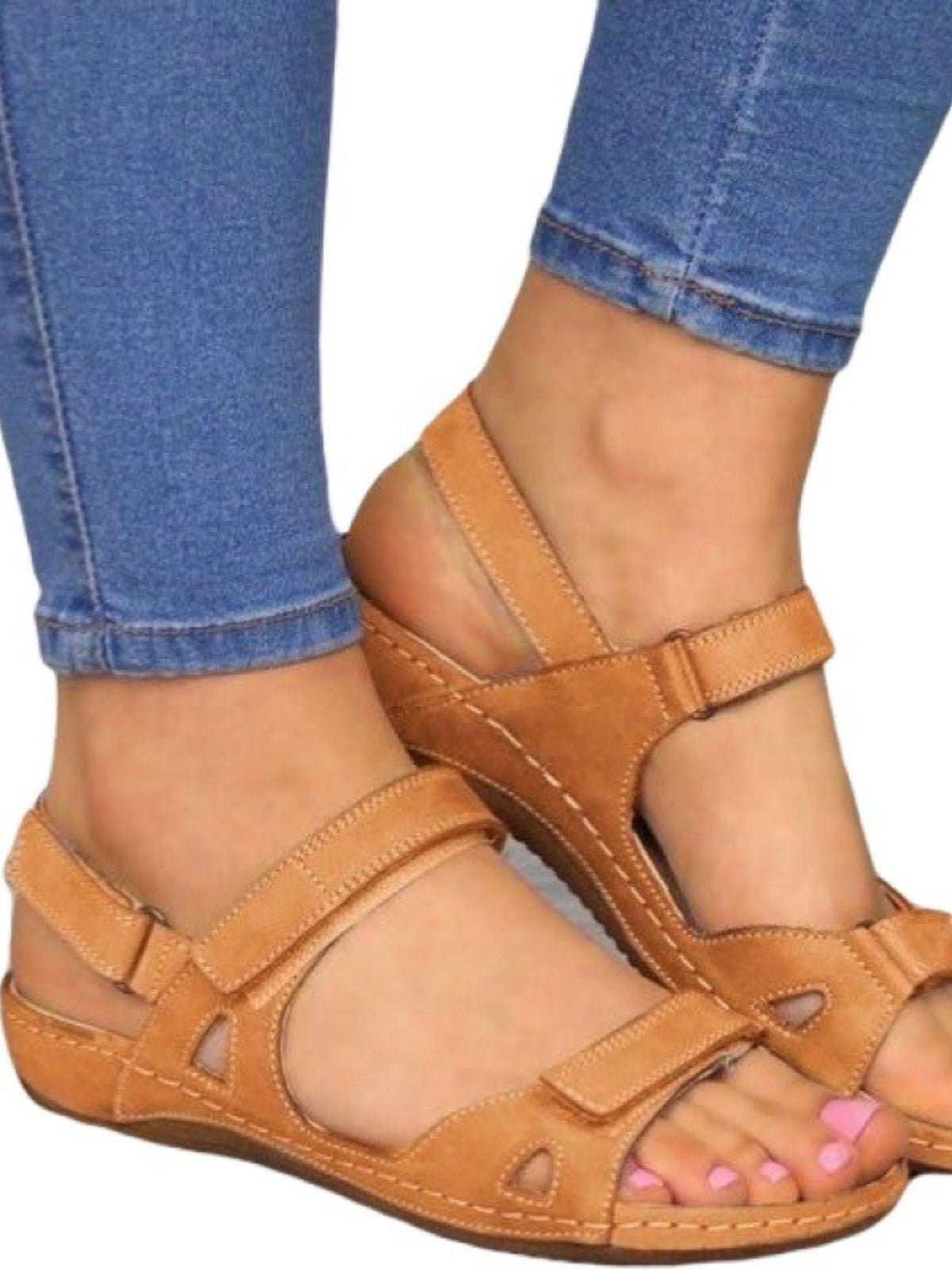 Marvelle Offene Zehen Klettverschluss Sandalen mit Keilabsatz