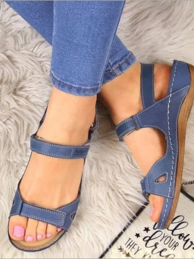 Marvelle Offene Zehen Klettverschluss Sandalen mit Keilabsatz
