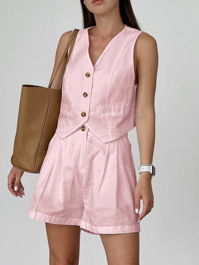 Vivara Baumwoll-Leinen Maßgeschneiderte Shorts Set