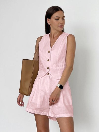 Vivara Baumwoll-Leinen Maßgeschneiderte Shorts Set