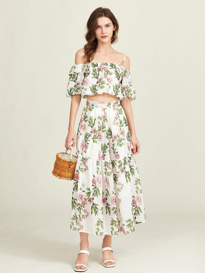 Mila Floral Off-Shoulder Zweiteiliges Set