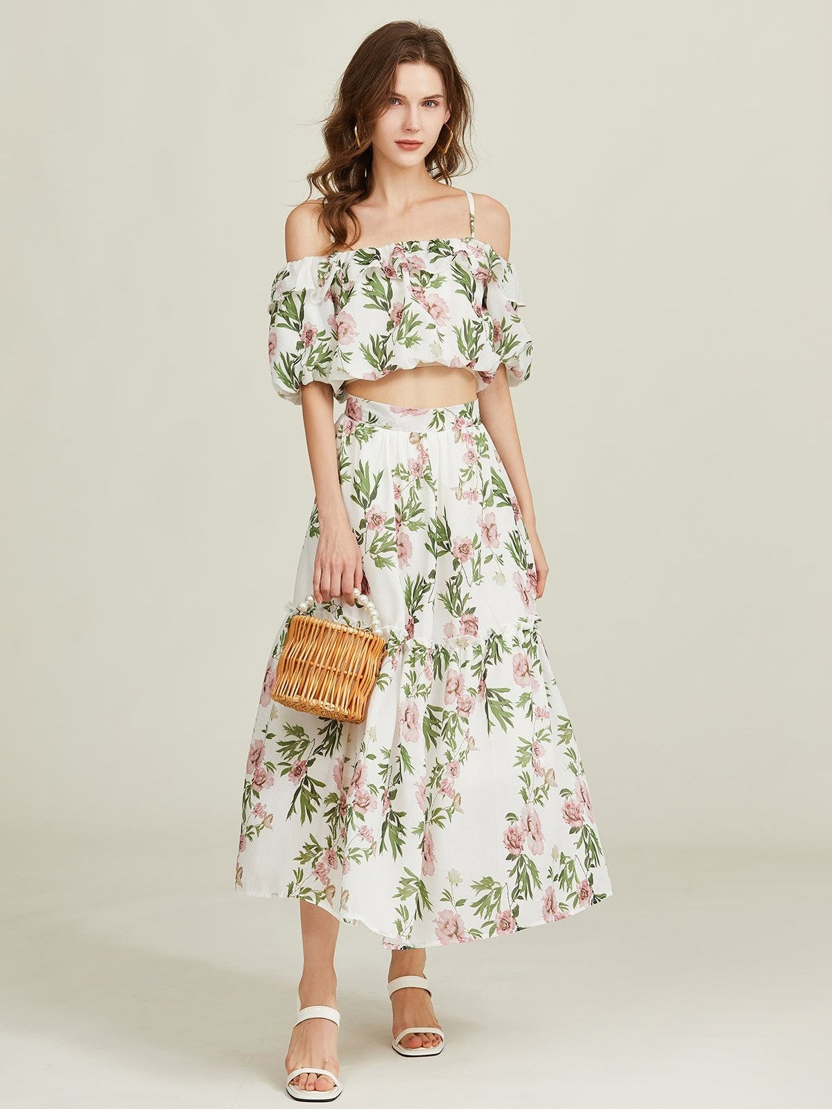 Mila Floral Off-Shoulder Zweiteiliges Set