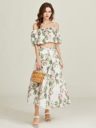 Mila Floral Off-Shoulder Zweiteiliges Set