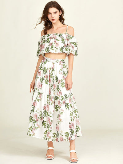 Mila Floral Off-Shoulder Zweiteiliges Set
