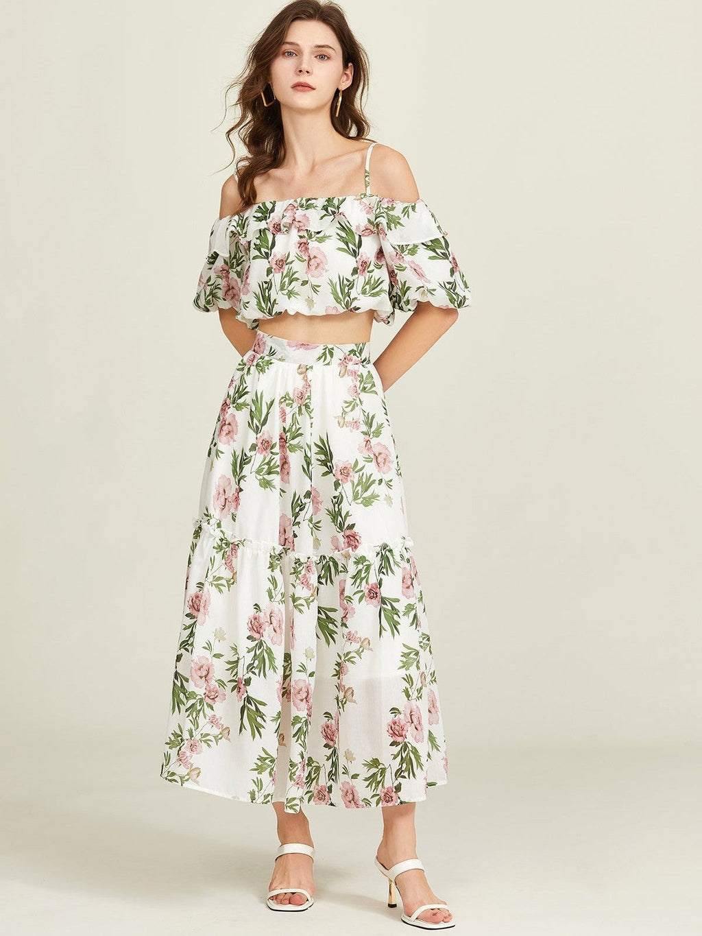 Mila Floral Off-Shoulder Zweiteiliges Set