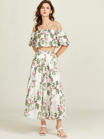 Mila Floral Off-Shoulder Zweiteiliges Set