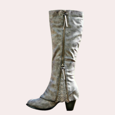 Celeste | Damen Winter Cowgirl Stiefel mit Spitzen-Detail & Winterfutter
