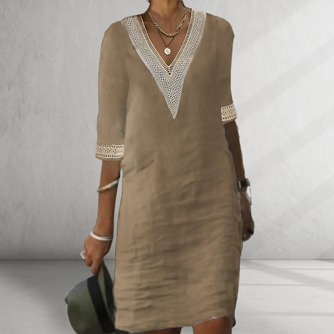 INGRID – Kleid aus Baumwolle und Leinen