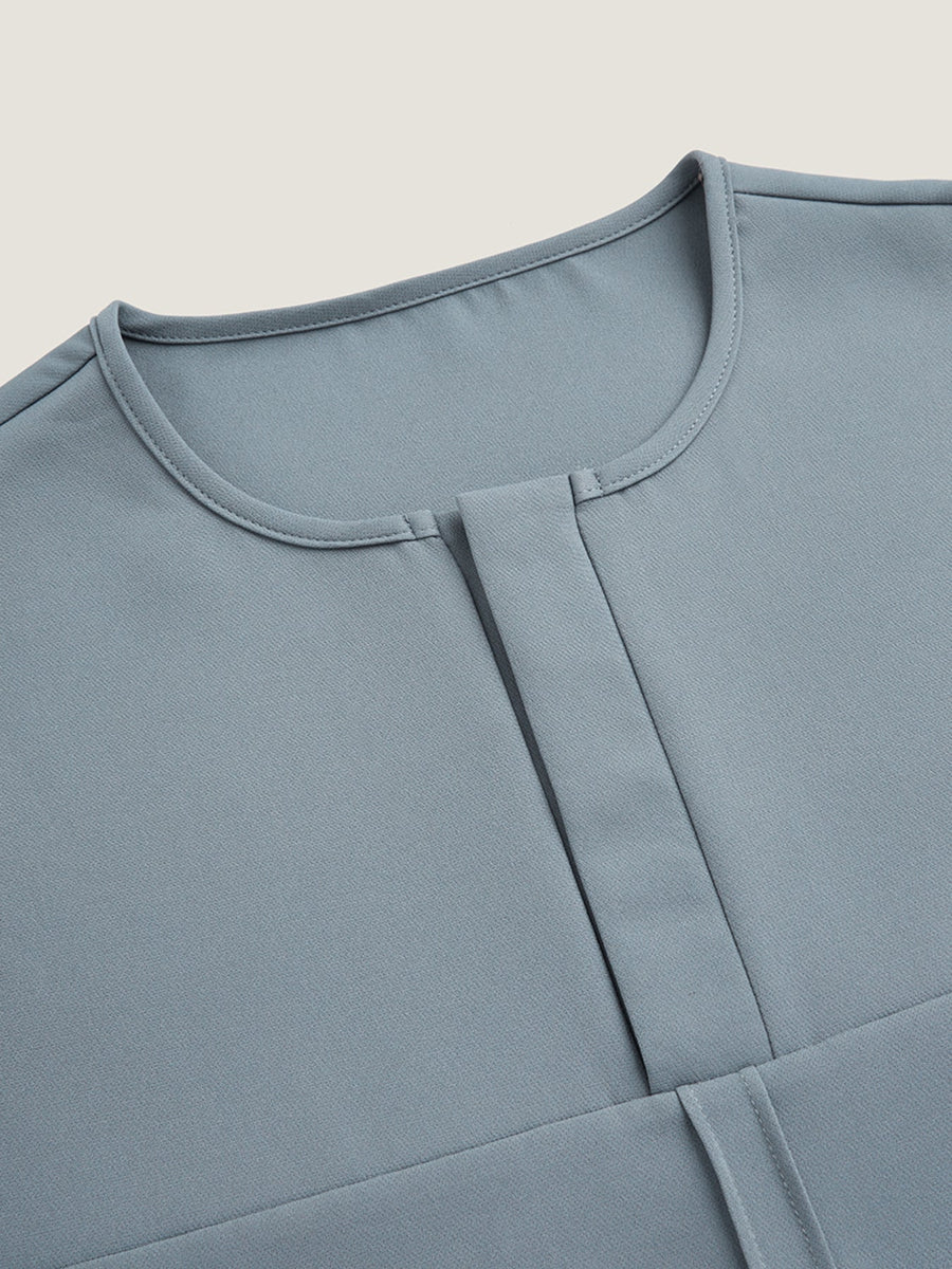Plus Size Einfarbiger Rundhals-Hosenanzug