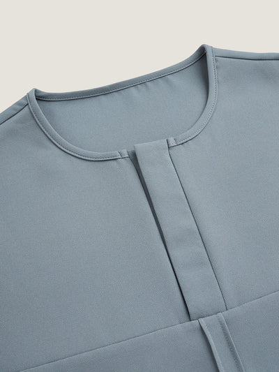 Plus Size Einfarbiger Rundhals-Hosenanzug