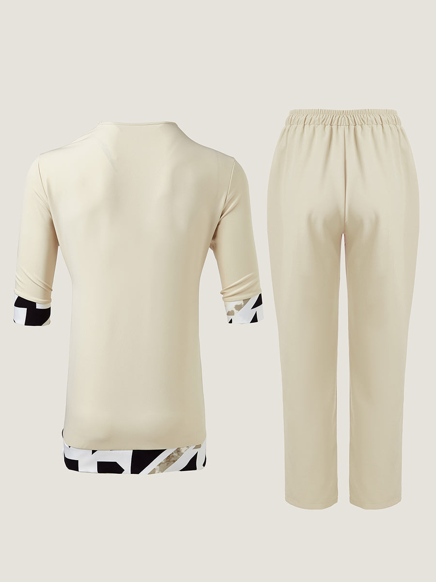 Herrenhose Set in Übergröße mit Print und Taschen