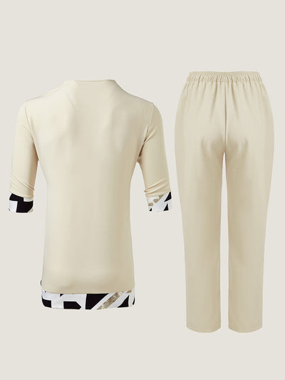 Herrenhose Set in Übergröße mit Print und Taschen