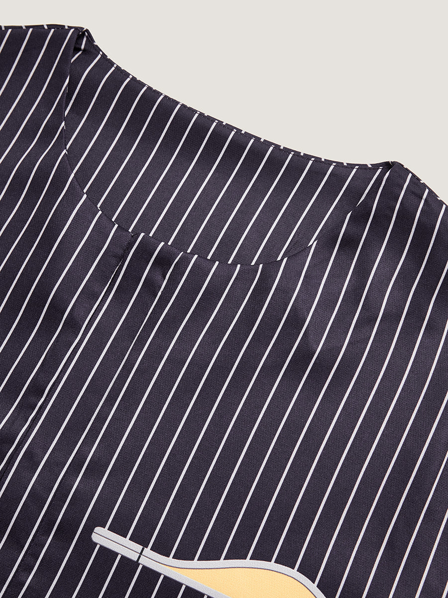 Plus Size Gestreifter Druck Langarm Herren Set