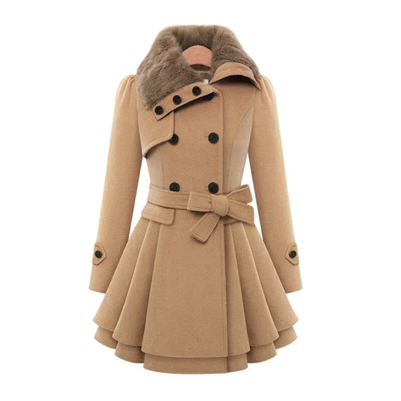 Sarena ™ | Schicker Trenchcoat mit veganem Fell