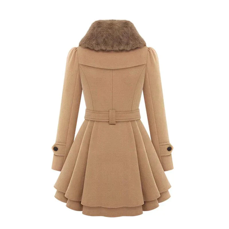 Sarena ™ | Schicker Trenchcoat mit veganem Fell