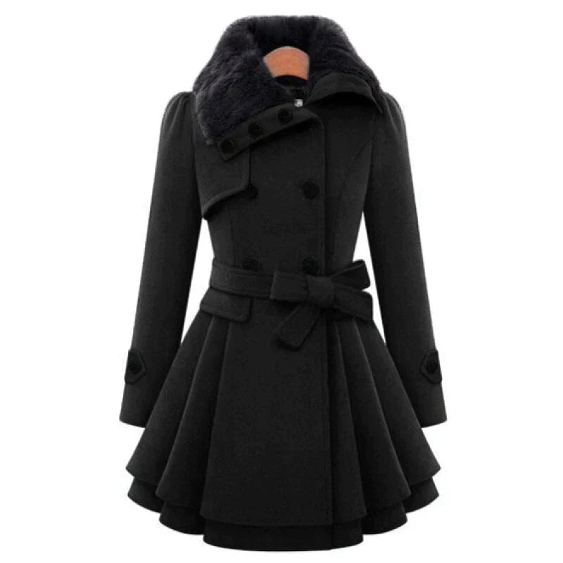 Sarena ™ | Schicker Trenchcoat mit veganem Fell