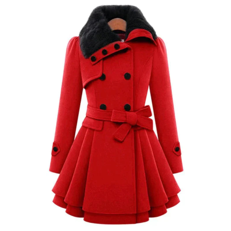Sarena ™ | Schicker Trenchcoat mit veganem Fell