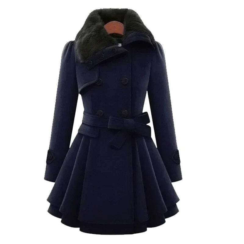 Sarena ™ | Schicker Trenchcoat mit veganem Fell