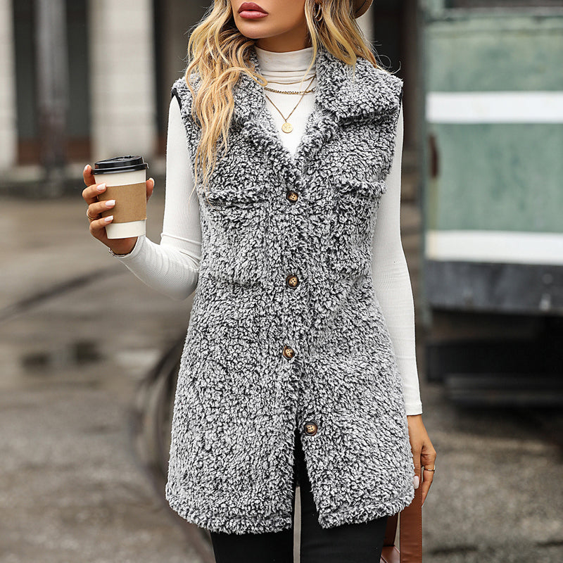 Lässige Plüsch Weste Cardigan